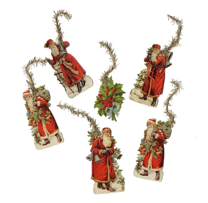 Santa & Christmas Tree Decorations (Set of 6)
