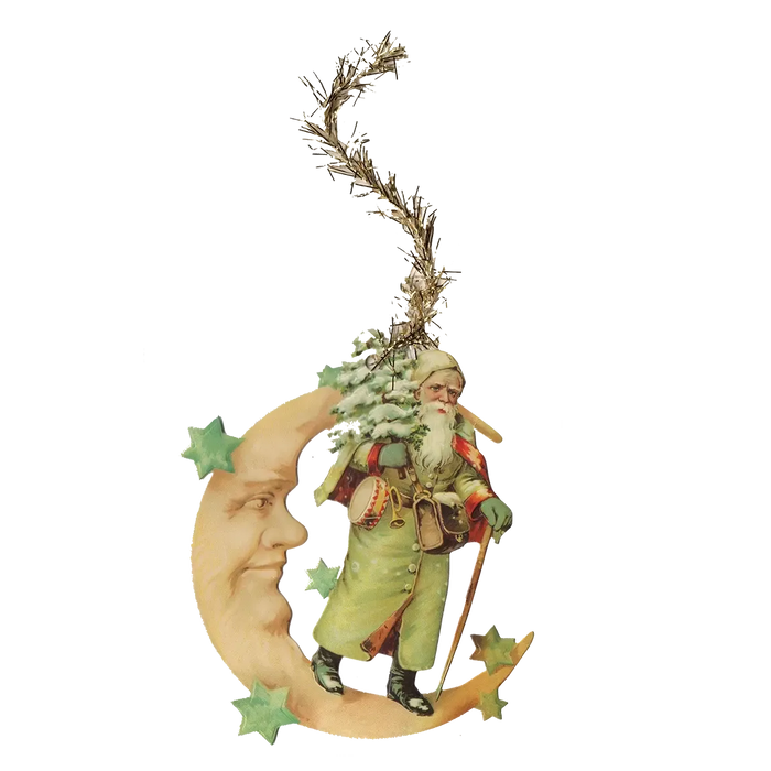 Santa in the Moon Decorations (Set of 6)