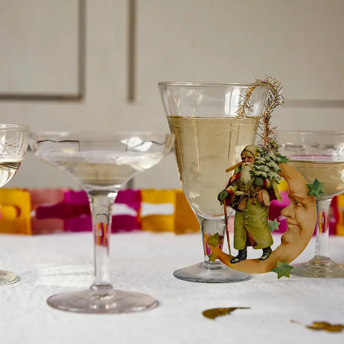 Santa in the Moon Decorations (Set of 6)