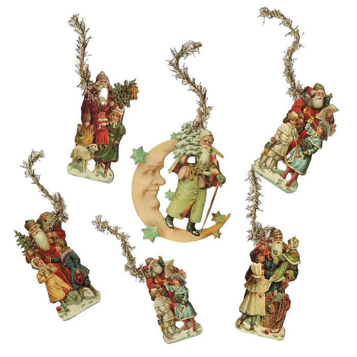 Santa in the Moon Decorations (Set of 6)